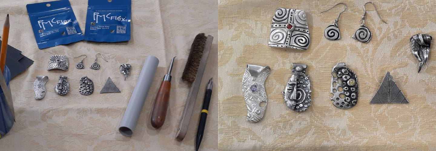 Silver Clay Pendant or Earrings